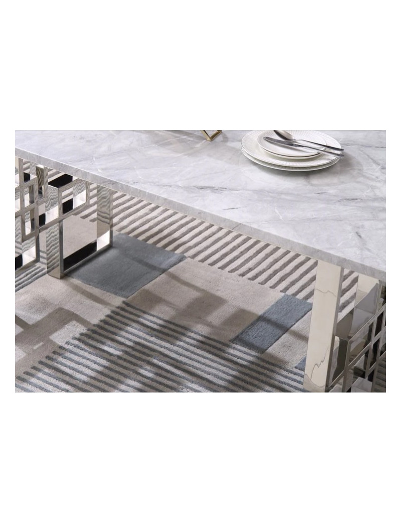 RDT213SMG Dining Set Modern Style Grey Marble Top Stainless Steel Silver Finish by Artisan Furniture