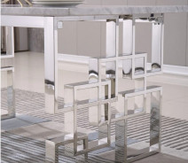 RDT213SMG Dining Set Modern Style Grey Marble Top Stainless Steel Silver Finish by Artisan Furniture