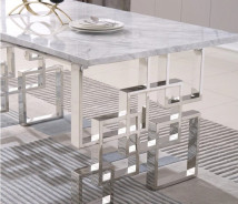 RDT213SMG Dining Set Modern Style Grey Marble Top Stainless Steel Silver Finish by Artisan Furniture