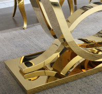 RDT315GMB 7PC Dining Set Modern Style Black Marble Top Stainless Steel Gold Mirrored Finish By Artisan Furniture