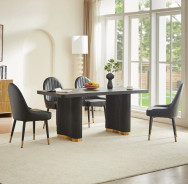 DT0227 7PC Dining Set Modern Style Black MDF Panel & Ripple Legs by Artisan Furniture