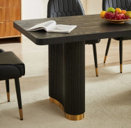 DT0227 7PC Dining Set Modern Style Black MDF Panel & Ripple Legs by Artisan Furniture