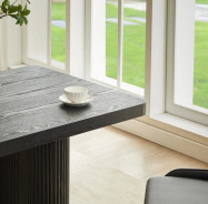 DT0227 7PC Dining Set Modern Style Black MDF Panel & Ripple Legs by Artisan Furniture
