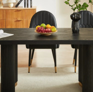 DT0227 7PC Dining Set Modern Style Black MDF Panel & Ripple Legs by Artisan Furniture