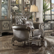56822 Silver PU & Platinum Finish Accent Chair Versailles Collection By Acme Furniture