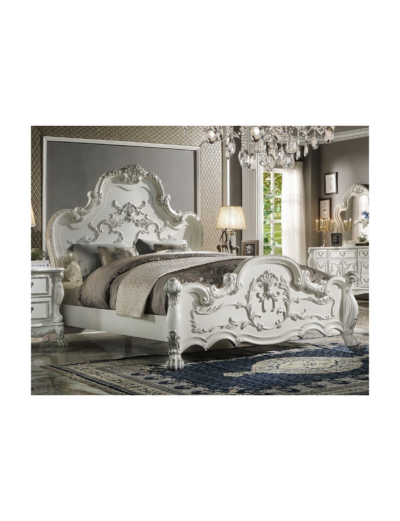 BD01708Q Queen Bed Bone White Finish Dresden Collection by Acme Furniture