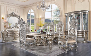DN 01197 PU Champagne & Gold Finish Dining Room Victorian Style Danae Collection By Acme Furniture