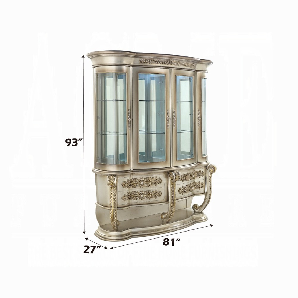 DN 01197 PU Champagne & Gold Finish Dining Room Victorian Style Danae Collection By Acme Furniture