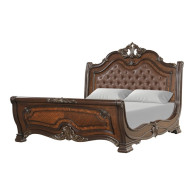 Bella Notte Royal Collection 5 PC Queen Sleigh Bed Set Mahogany Brown Finish By New Classic Furniture