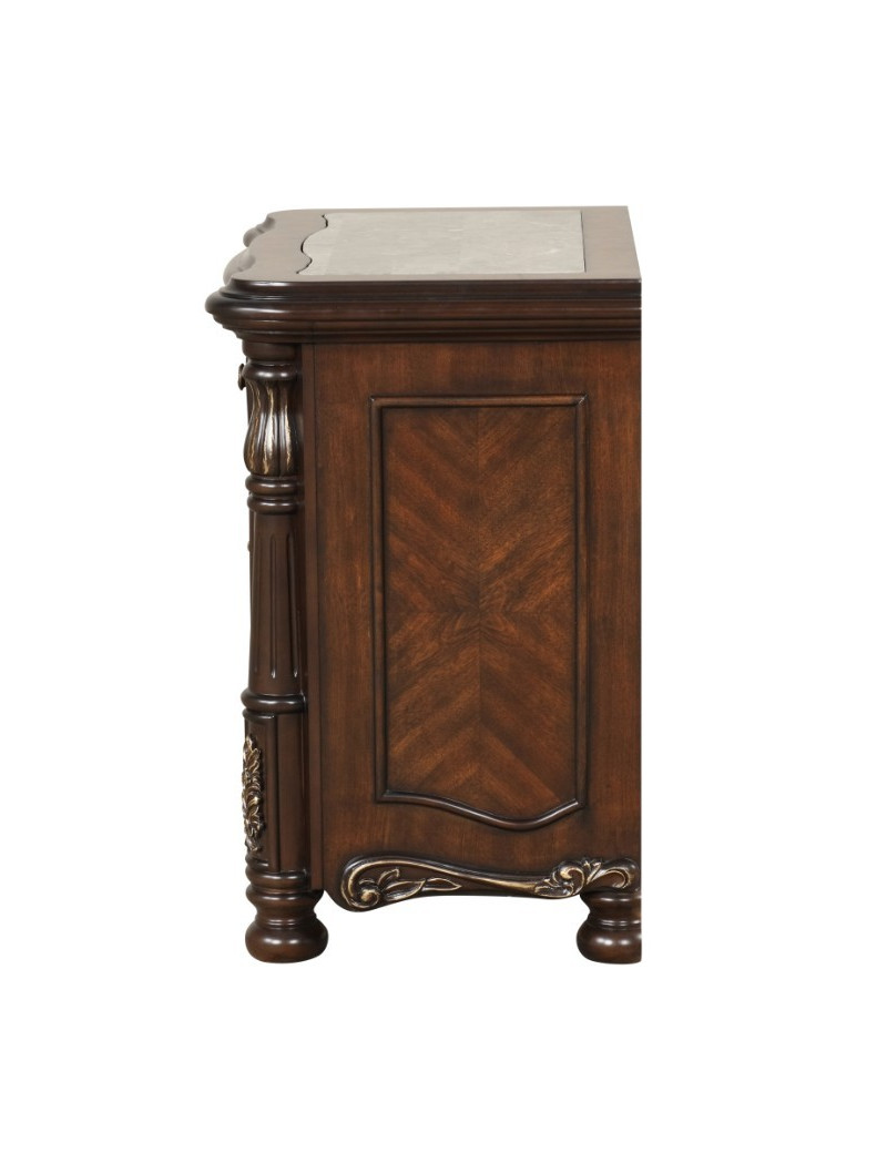 Bella Notte Royal Collection 5 PC Queen Sleigh Bed Set Mahogany Brown Finish By New Classic Furniture