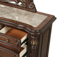 Bella Notte Royal Collection 5 PC Queen Sleigh Bed Set Mahogany Brown Finish By New Classic Furniture