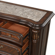 Bella Notte Royal Collection 5 PC Queen Sleigh Bed Set Mahogany Brown Finish By New Classic Furniture