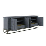 321423-2821 Alcove Entertainment Console Slate, Burnished Brass Finish  by A.R.T. Furniture Collections