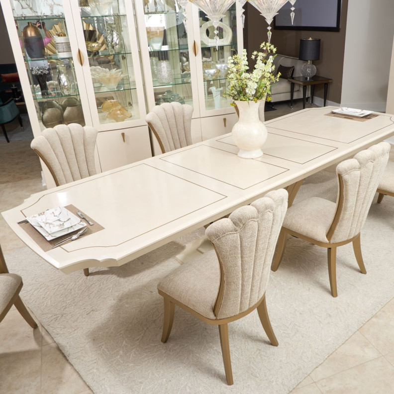 7PC Pedestal Dining Table Fantosini Gold Collection by Michael Amini  9091002-112