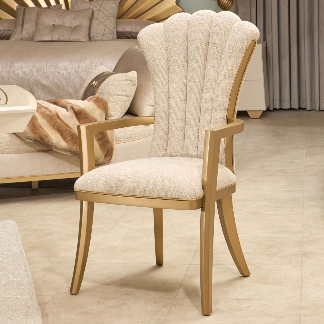 7PC Pedestal Dining Table Fantosini Gold Collection by Michael Amini  9091002-112