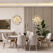 7PC Double Pedestal Dining Table Shimmer Ivory Carmela Collection By Michael Amimi LFR-CRMA002-141