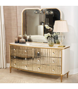 Light Champagne Queen Bed Scotts Square Collection by Michael Amini 9097000QN3-124