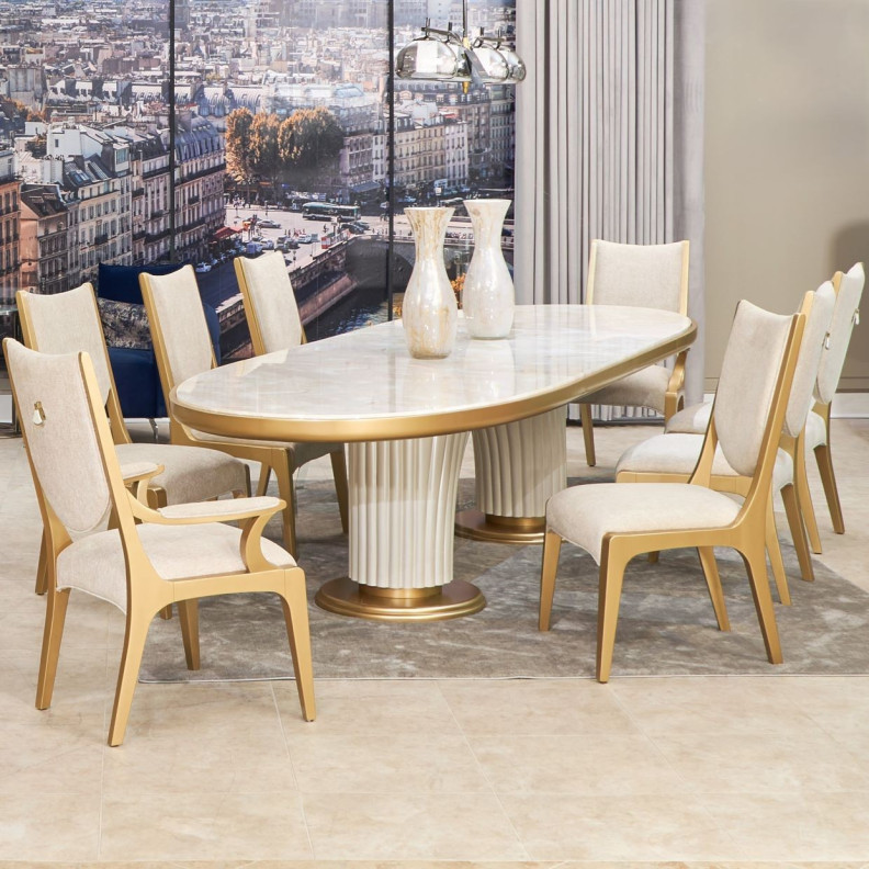 7PC Oval Dining Table Scotts Square Collection by Michael Amini 9097000-124