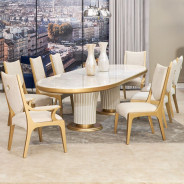 7PC Oval Dining Table Scotts Square Collection by Michael Amini 9097000-124