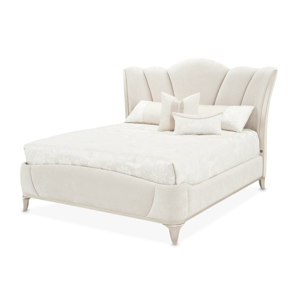 Queen Upholstered Bed Creamy Pearl Finish La Marisia Collection by Michael Amini 9089000QN3-112