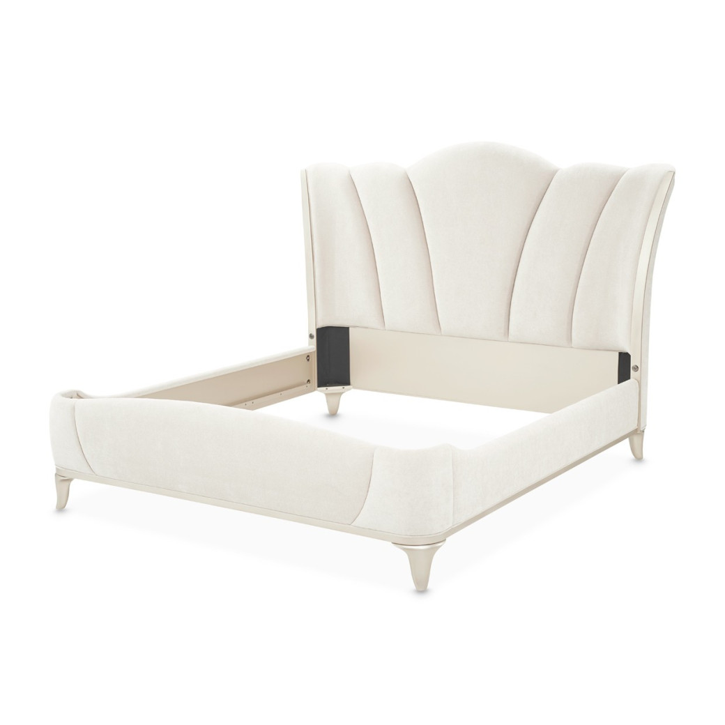 Queen Upholstered Bed Creamy Pearl Finish La Marisia Collection by Michael Amini 9089000QN3-112