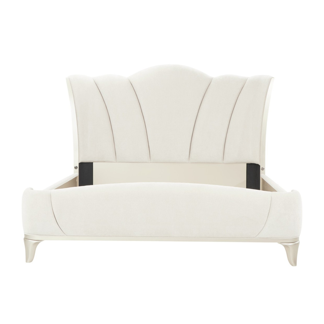 Queen Upholstered Bed Creamy Pearl Finish La Marisia Collection by Michael Amini 9089000QN3-112