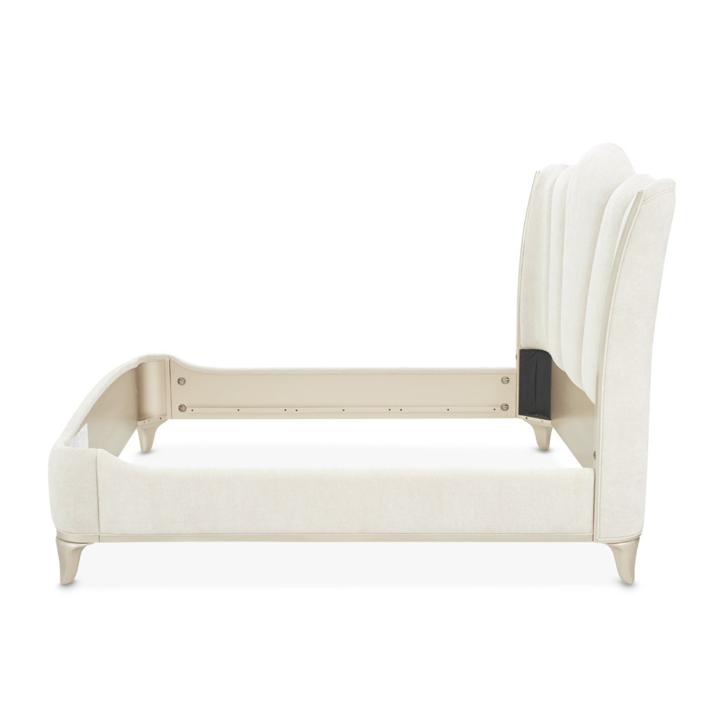 Queen Upholstered Bed Creamy Pearl Finish La Marisia Collection by Michael Amini 9089000QN3-112