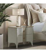 Queen Upholstered Bed Creamy Pearl Finish La Marisia Collection by Michael Amini 9089000QN3-112