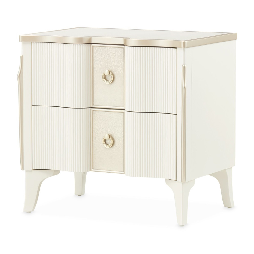 Queen Upholstered Bed Creamy Pearl Finish La Marisia Collection by Michael Amini 9089000QN3-112