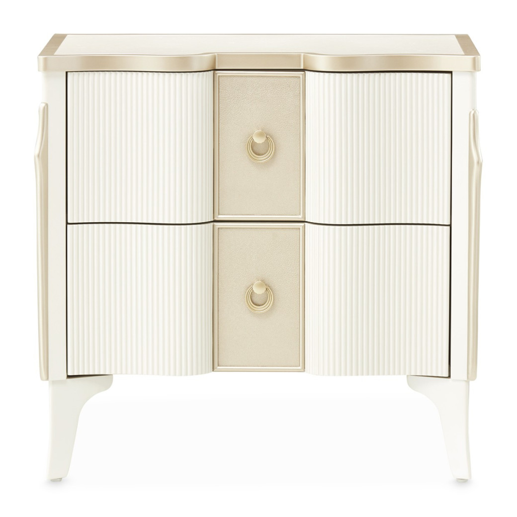 Queen Upholstered Bed Creamy Pearl Finish La Marisia Collection by Michael Amini 9089000QN3-112