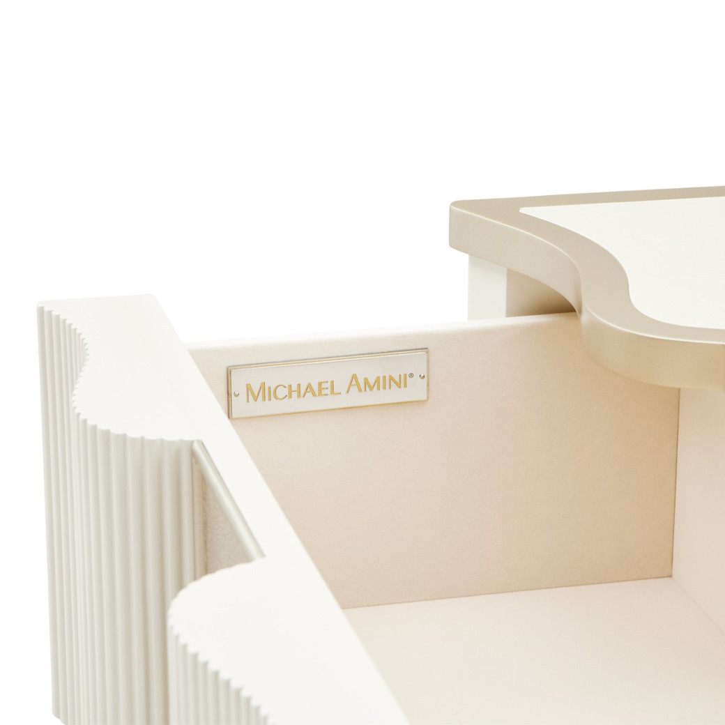 Queen Upholstered Bed Creamy Pearl Finish La Marisia Collection by Michael Amini 9089000QN3-112