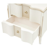 Queen Upholstered Bed Creamy Pearl Finish La Marisia Collection by Michael Amini 9089000QN3-112