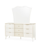 Queen Upholstered Bed Creamy Pearl Finish La Marisia Collection by Michael Amini 9089000QN3-112