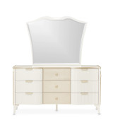 Queen Upholstered Bed Creamy Pearl Finish La Marisia Collection by Michael Amini 9089000QN3-112