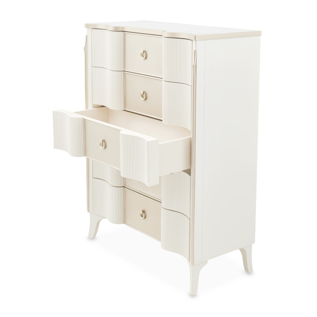 Queen Upholstered Bed Creamy Pearl Finish La Marisia Collection by Michael Amini 9089000QN3-112