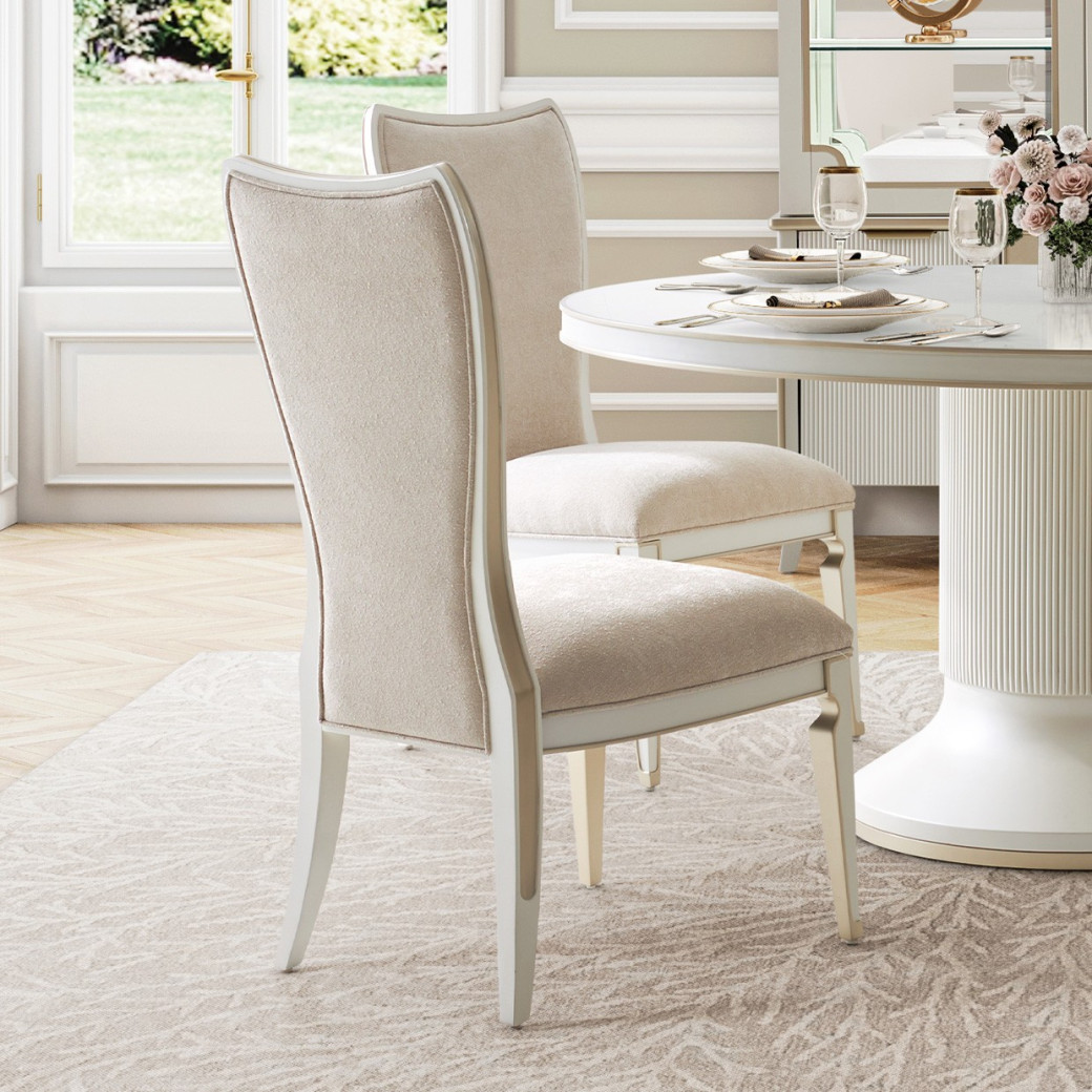 7PC Rectangular Dining Table Creamy Pearl Finish La Marisia Collection by Michael Amini  9089000-112