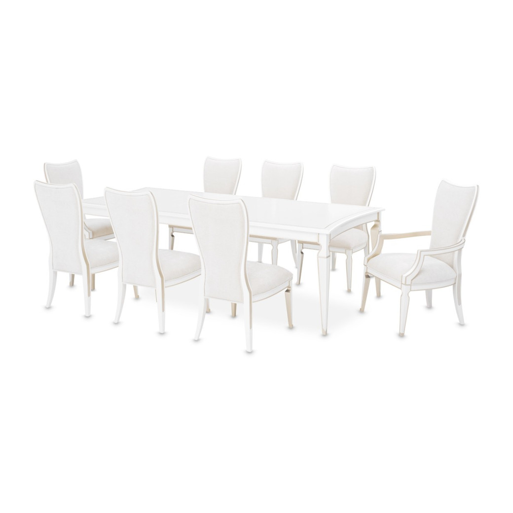 7PC Rectangular Dining Table Creamy Pearl Finish La Marisia Collection by Michael Amini  9089000-112