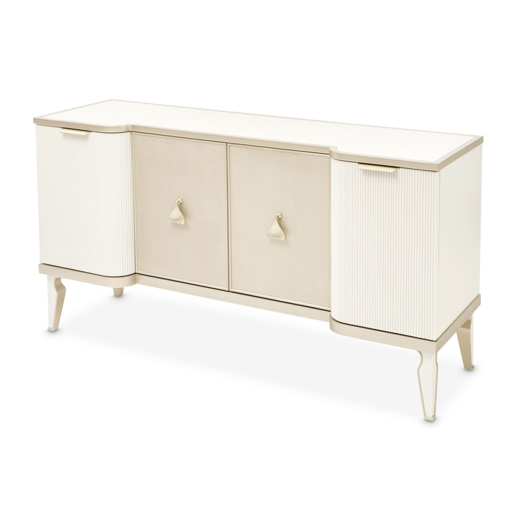 7PC Rectangular Dining Table Creamy Pearl Finish La Marisia Collection by Michael Amini  9089000-112