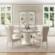 5PC Round Dining Table Creamy Finish La Marisia Collection By Michael Amini
