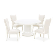 5PC Round Dining Table Creamy Finish La Marisia Collection By Michael Amini