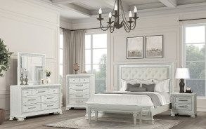 FM70000WH-F 5PC Queen Bedroom Set Traditional Style Creamy White Finish Stella Mia Collection by  Furniture Of America