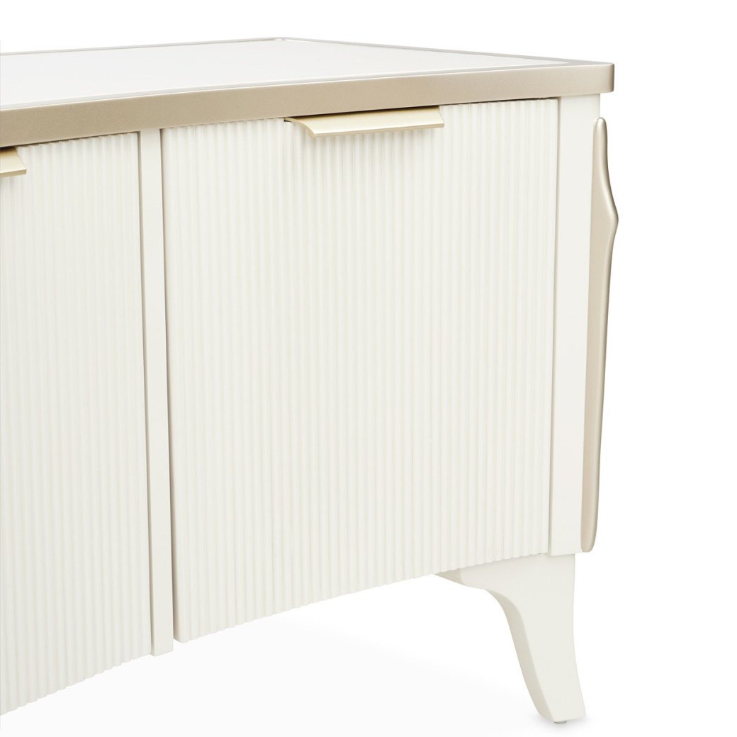 Media Cabinet Creamy Pearl Finish La Marisia Collection By Michael Amini 9089081-112