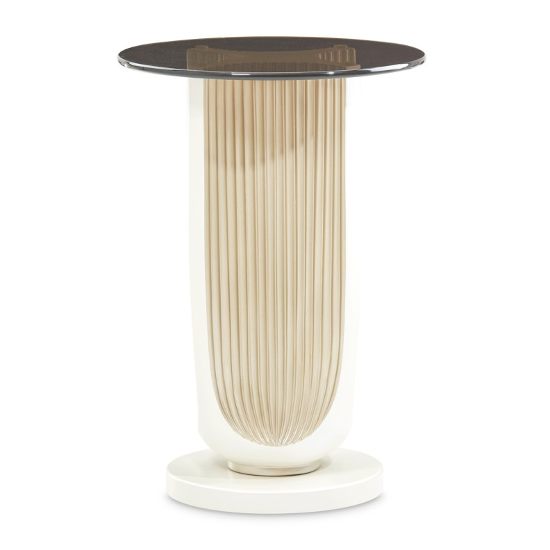 Chairside Table Creamy Pearl Finish La Marisia Collection By Michael Amini 9089222-112