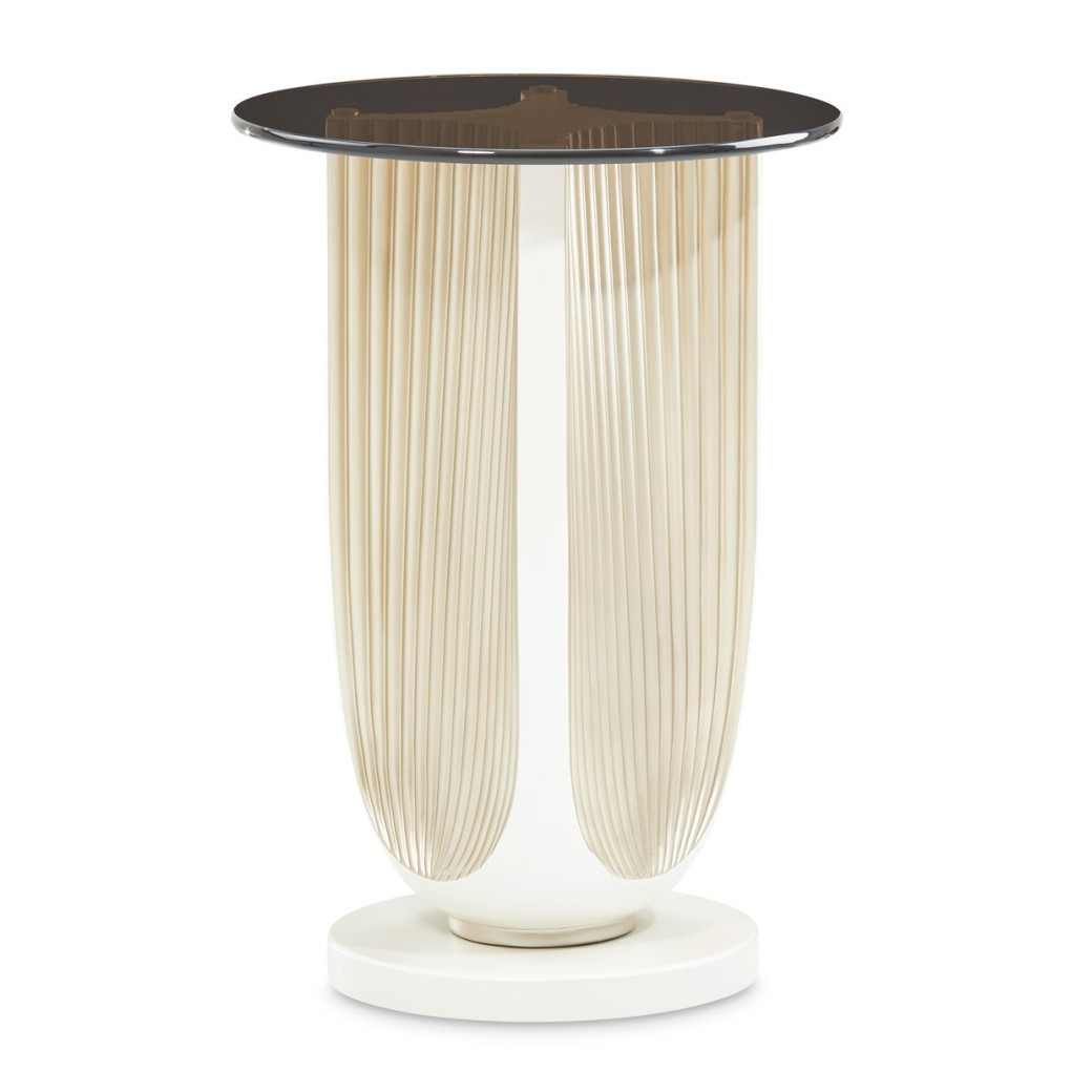 Chairside Table Creamy Pearl Finish La Marisia Collection By Michael Amini 9089222-112