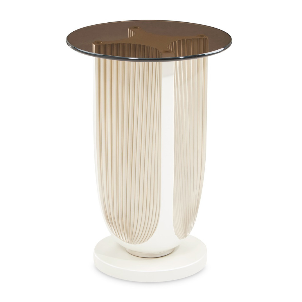 Chairside Table Creamy Pearl Finish La Marisia Collection By Michael Amini 9089222-112