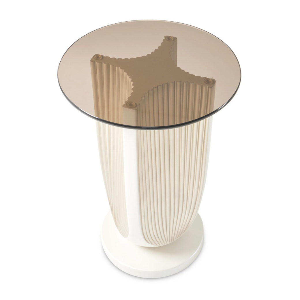 Chairside Table Creamy Pearl Finish La Marisia Collection By Michael Amini 9089222-112