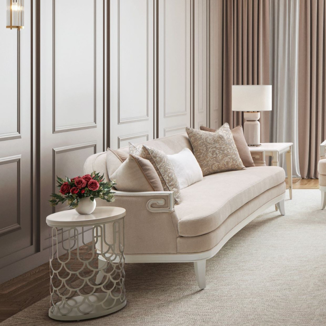 Marble Chairside Table Creamy Pearl La Marisia Collection By Michael Amini 9089225-112