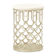 Marble Chairside Table Creamy Pearl La Marisia Collection By Michael Amini 9089225-112