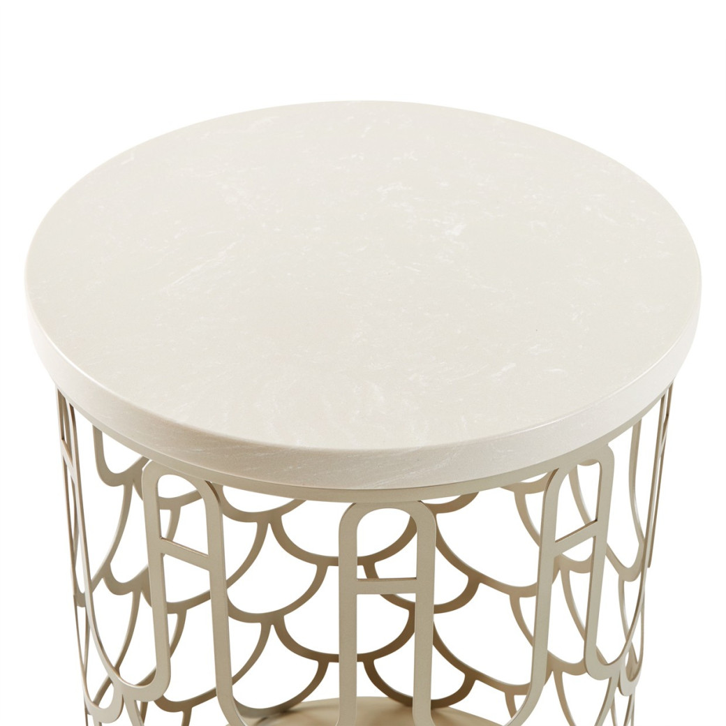 Marble Chairside Table Creamy Pearl La Marisia Collection By Michael Amini 9089225-112