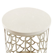 Marble Chairside Table Creamy Pearl La Marisia Collection By Michael Amini 9089225-112